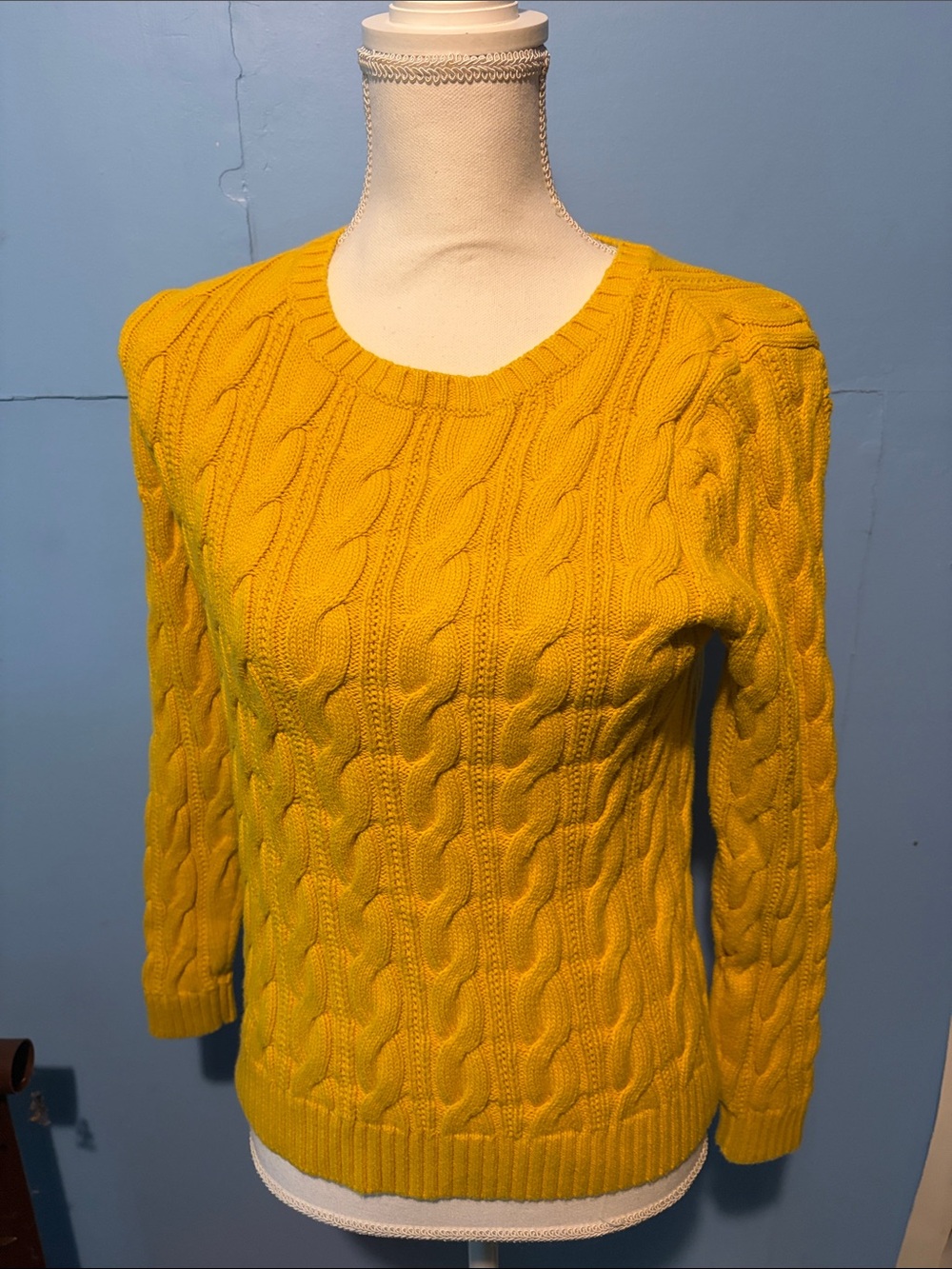 Ralph Lauren Mustard Cable-Knit Crewneck Sweater